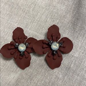 Burgundy Flower Earrings